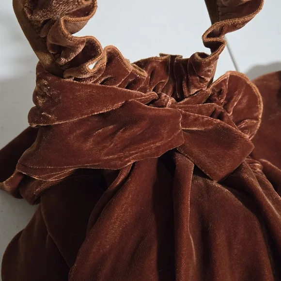 NWT (Flawed) Anthropologie Kristinit Gold Velvet Wide Leg Jumpsuit - Picture 13 of 15